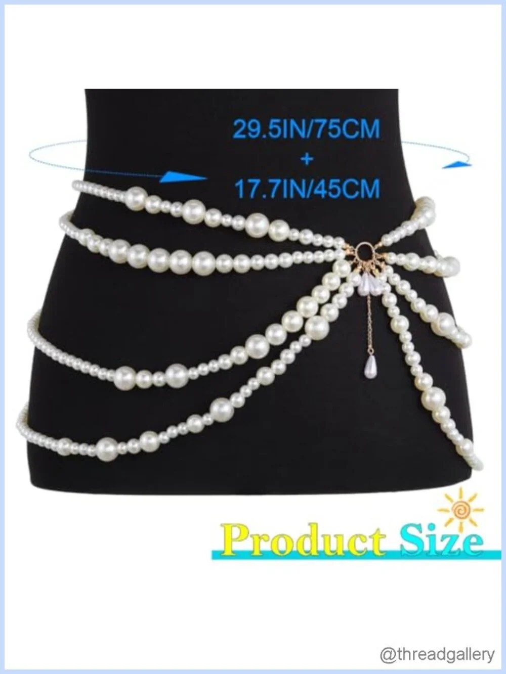 Pearl Waist Chain Layered Belt Gold Alloy Body Jewelry